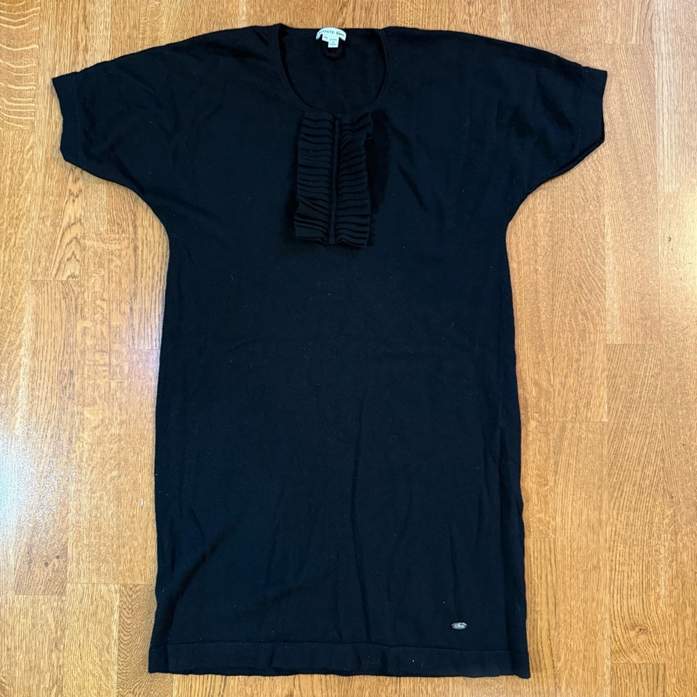 LACOSTE Black 100% Merino Wool Sweater Dress/Tunic Women EU Size 40